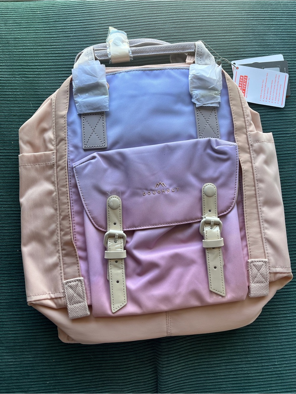 NWT Doughnut Macaroon Standard Backpack Sky Sunrise Bag Cute Rainbow Gradient
